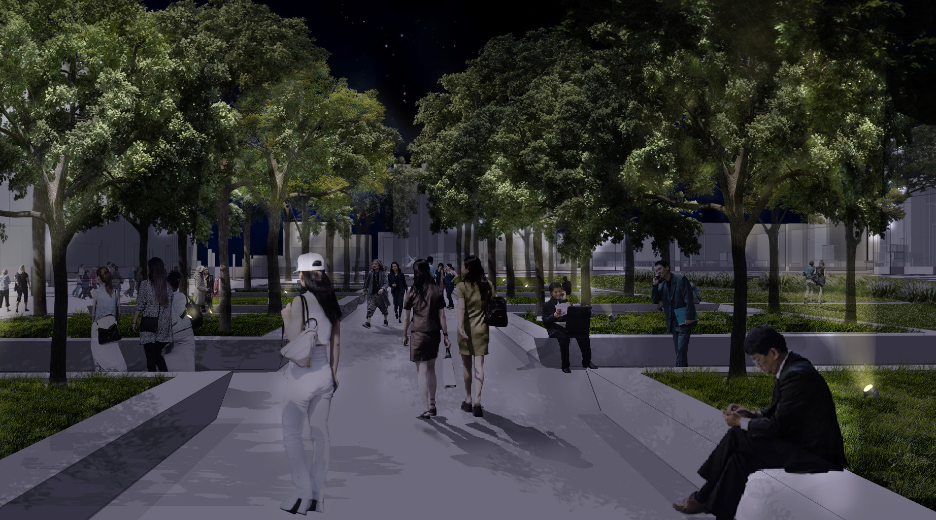 綠光森林區夜間模擬圖