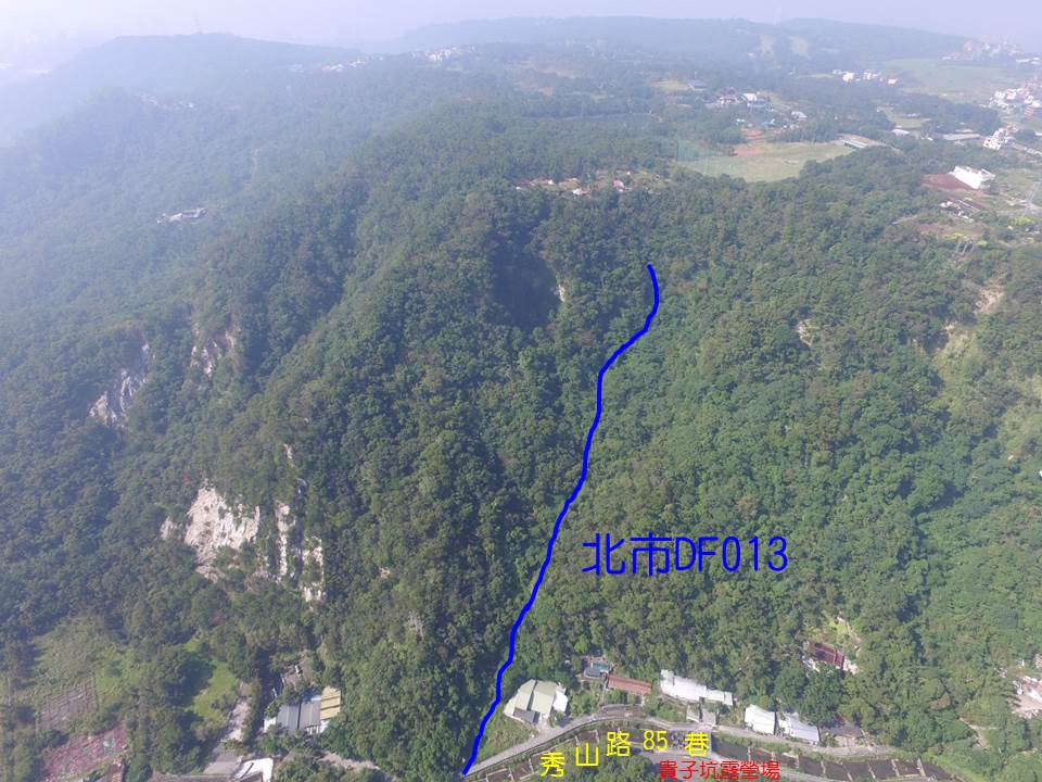 北市DF013土石流潛勢溪流航拍現況情形