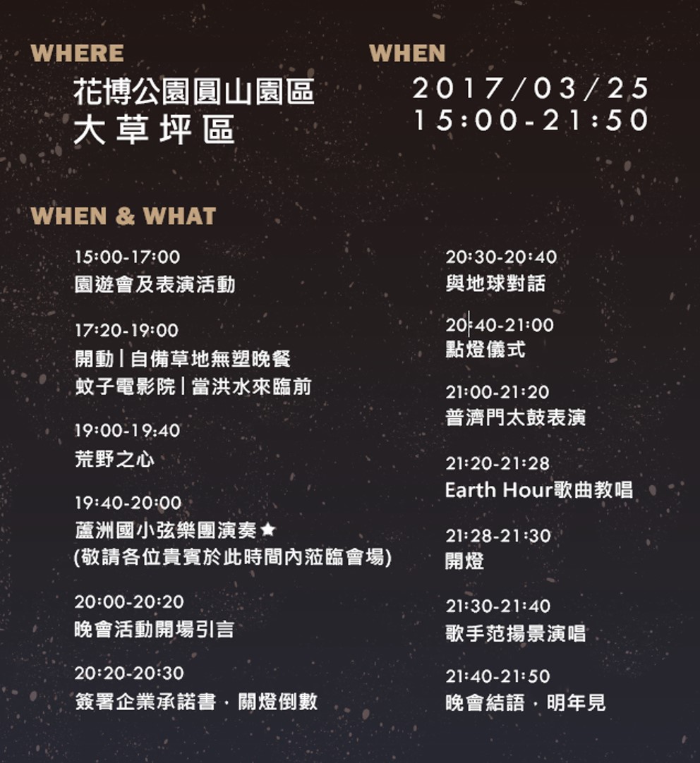 圖4、3月25日「Earth Hour地球一小時」活動流程