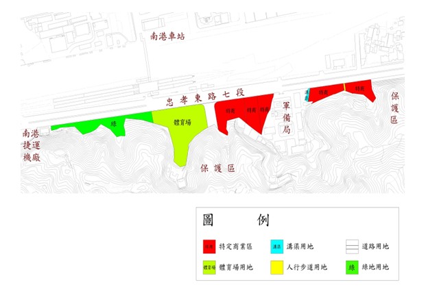 南港車站特定專用區區段徵收範圍及都市計畫圖