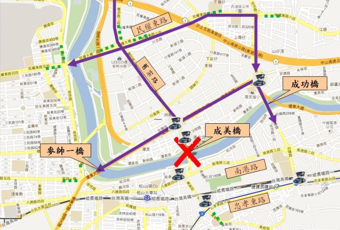 北往南改道動線示意圖