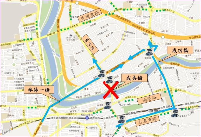 南往北改道動線示意圖