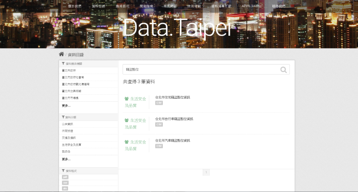 圖1、竊盜點位資料已可於Data.Taipei下載應用