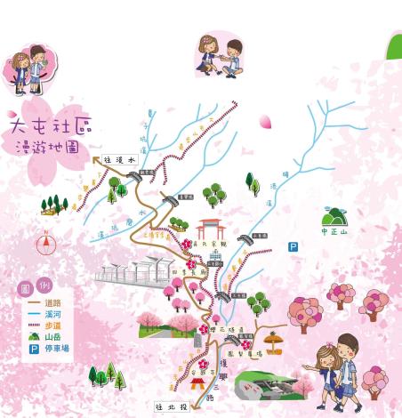 臺北市北投區大屯里復興三路賞櫻路線圖