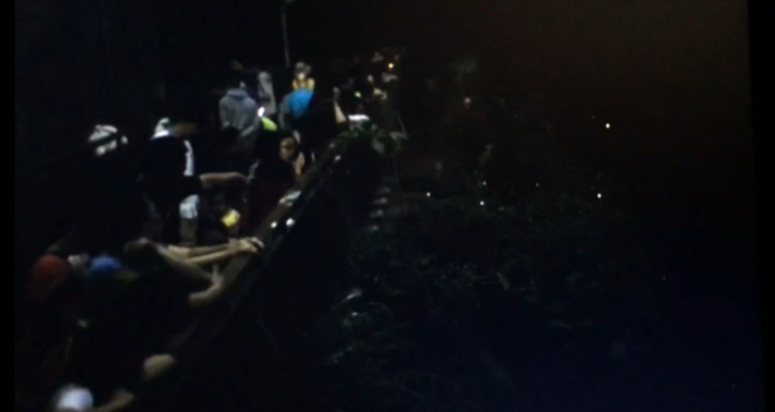 民眾對夜間木柵公園飛舞的黃緣螢感到好奇(照片由大麥影像傳播工作室提供)