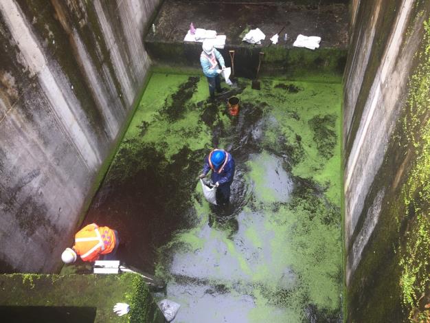 臺北市格致路168號後側滯洪沉沙池清淤情形