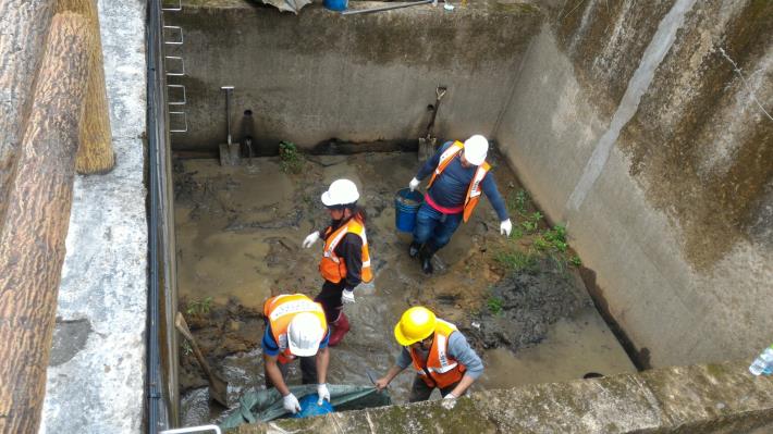 臺北市DF048土石流潛勢溪流環山路二段50巷滯洪沉砂池清淤情形