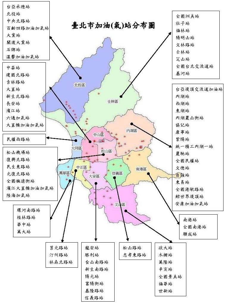 臺北市加油氣站分布圖