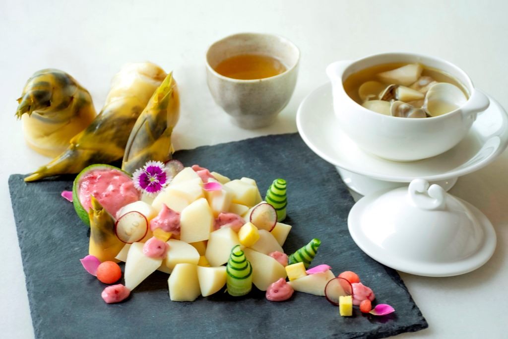 圖1.木柵當季在地綠竹筍結合港點入菜。
