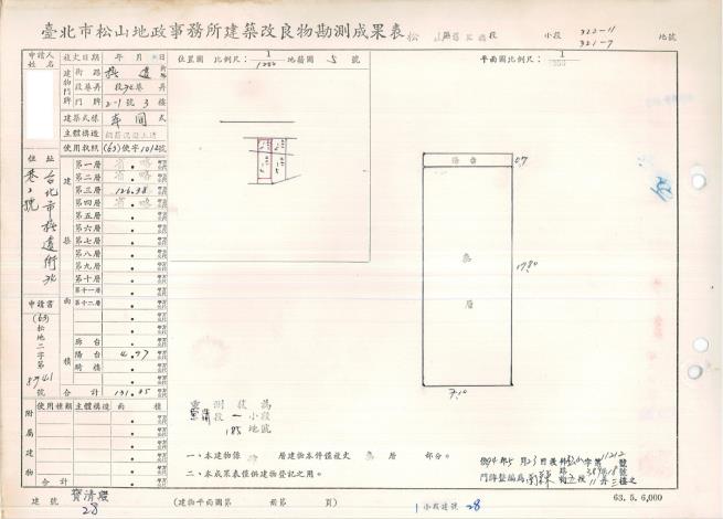 民國64年建築改良物勘測成果表