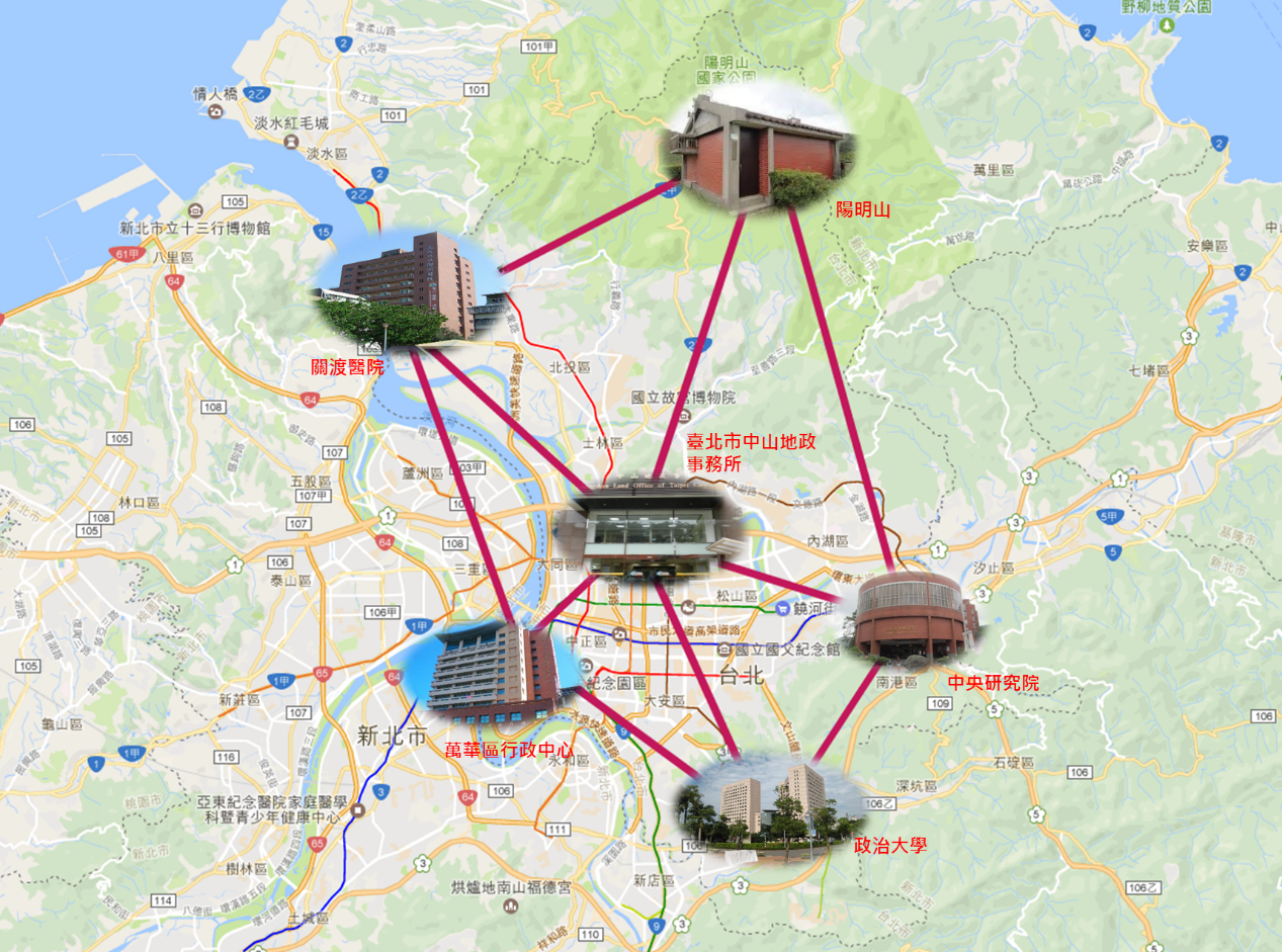 臺北市衛星定位基準站分布略圖
