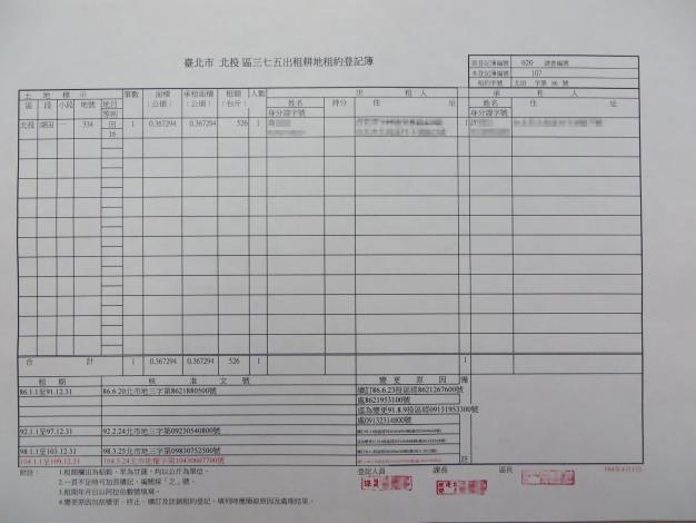 管理耕地三七五租約之專簿2