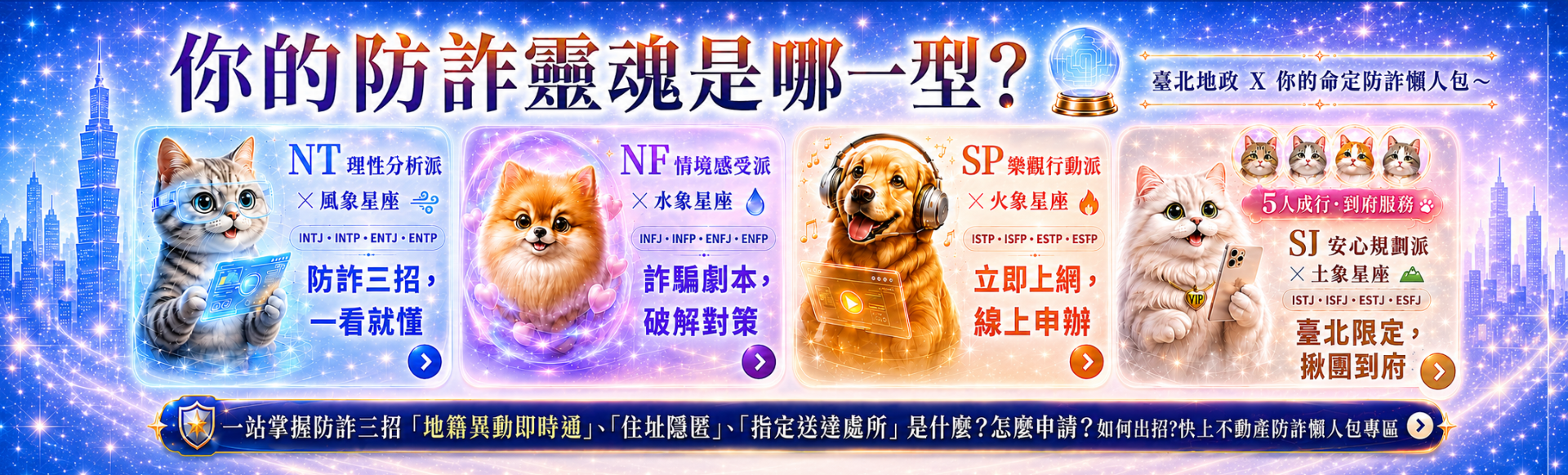 你的防詐靈魂是哪一型?臺北地政X你的命定防詐懶人包