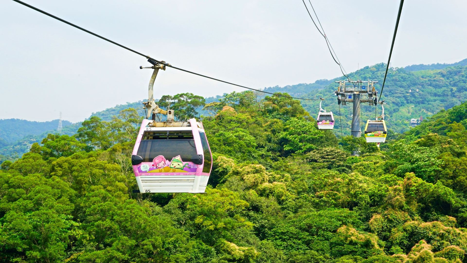 若喜愛大自然，可搭乘貓空纜車，從高空俯瞰臺北近郊悠閒山景。