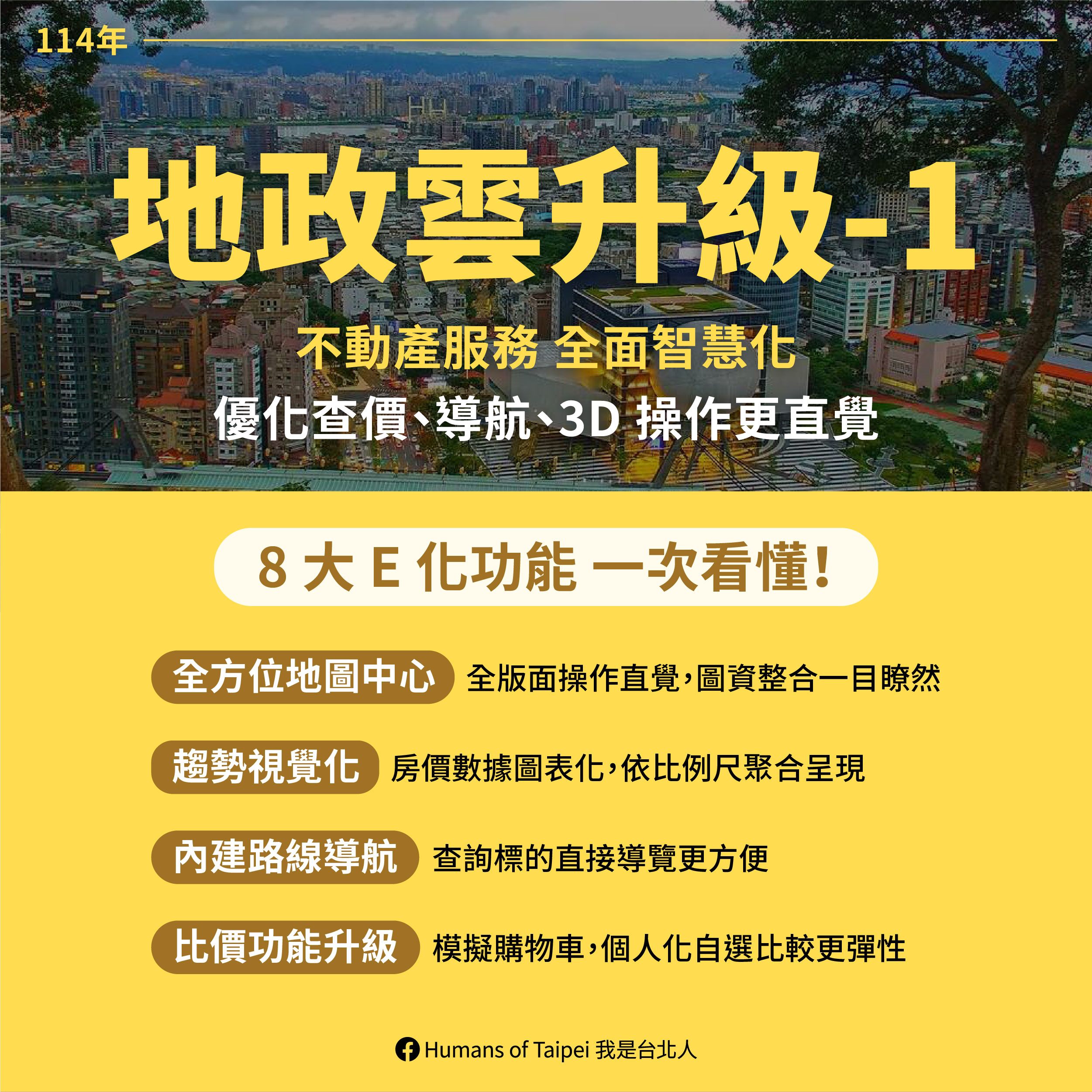 臺北市獨家升級地政雲功能