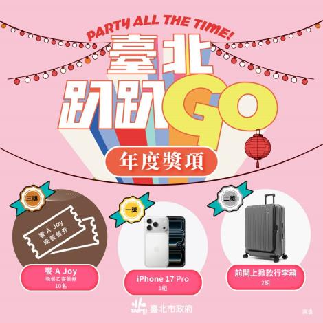 「臺北趴趴GO」集章達指定門檻，即可抽年度大獎iPhone 17 Pro。