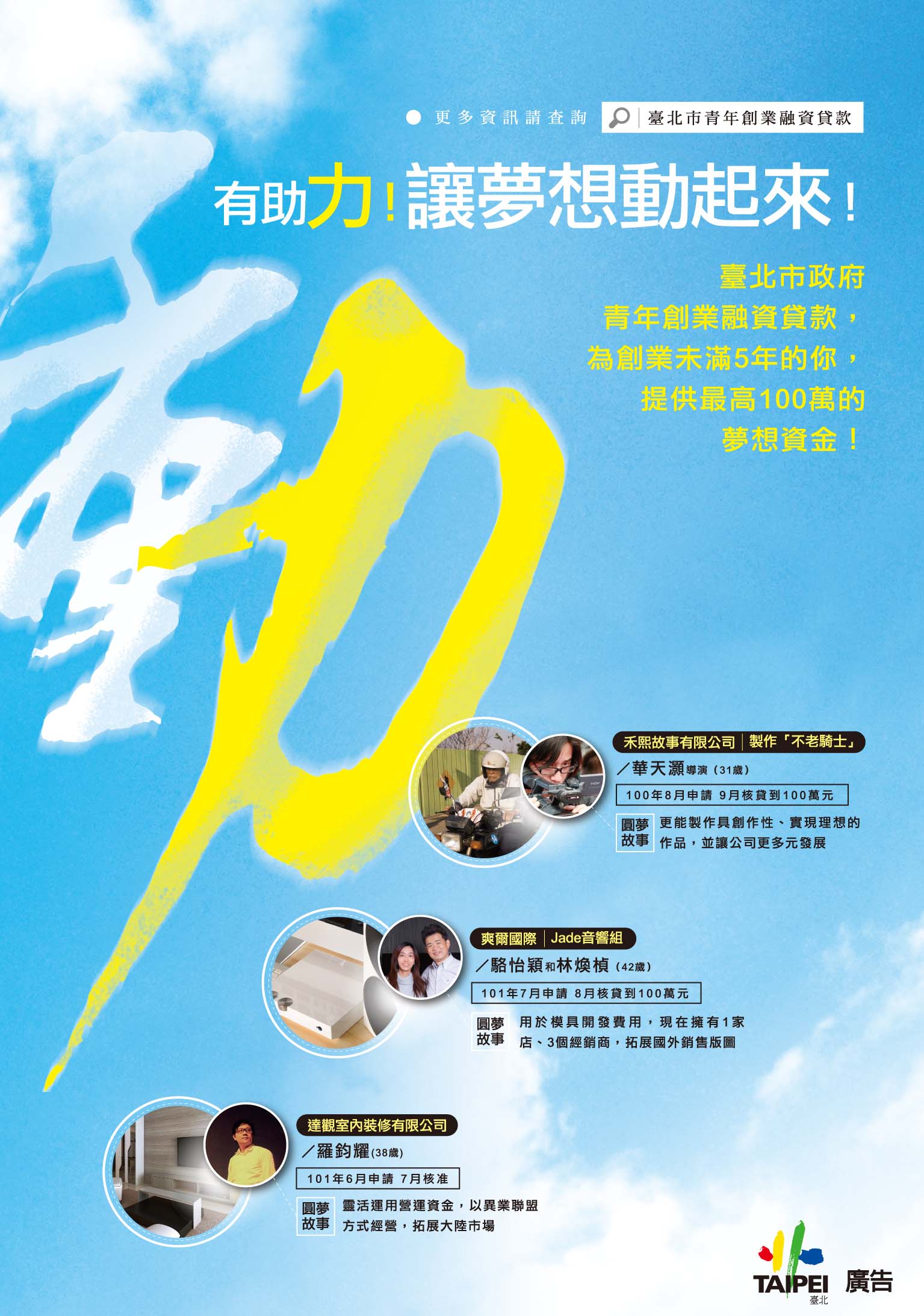 臺北市政府觀光傳播局-多媒體物件-青年創業貸款