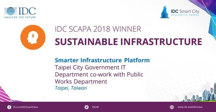 台北市以「智慧基礎建設平台(Smarter Infrastructure platform)」獲得Sustainable Infrastructure獎項