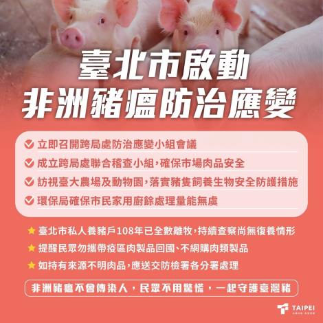 臺北市啟動非洲豬瘟防治應變