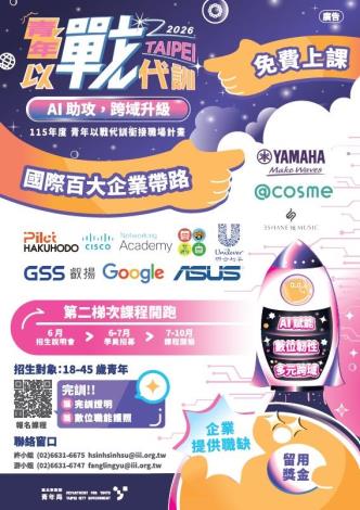 臺北市政府青年局「115年度青年以戰代訓銜接職場計畫」海報