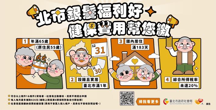 北市銀髮健保費用幫您繳