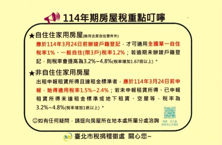 114年房屋稅叮嚀