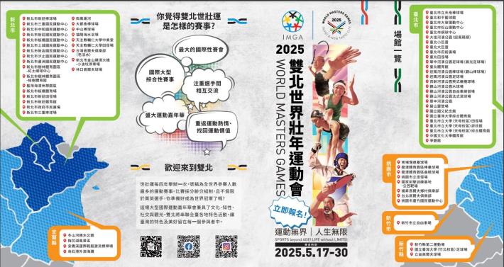 「2025雙北世界壯年運動會」，歡迎民眾按讚追蹤世壯運社群喔！1