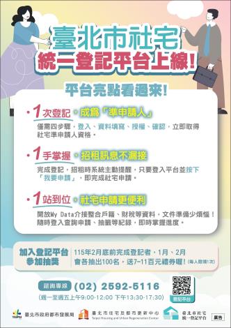 臺北市社宅統一登記平台上線！