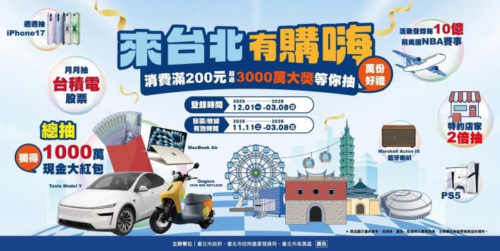 來台北有購嗨 消費歡樂抽 正式開跑!