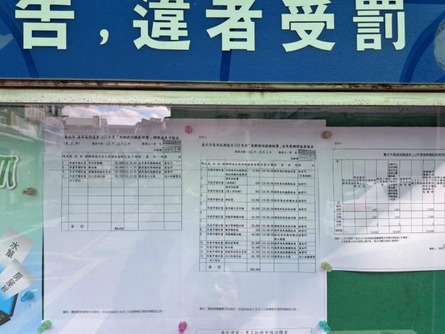 興德里113年里鄰建設經費第四季 全年 收支結算表-公佈欄