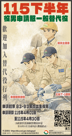 「115年下半年役男申請服一般替代役甄選作業規定」(文宣)