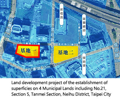 the establishment of superficies on 4 Municipal Lands including No.21, Section 5, Tanmei Section, Neihu District, Taipei City
