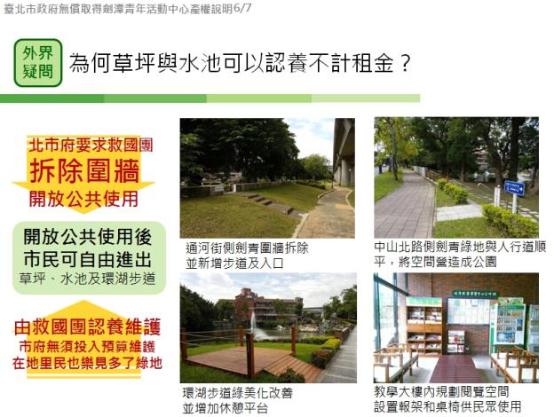 為何草坪與水池可以認養不計租金
