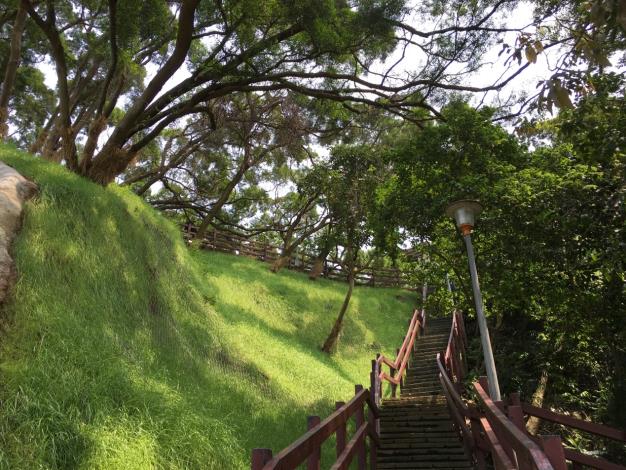 照片6 仙樹公園-邊坡整治採用金屬網施工後，與自然景觀融合