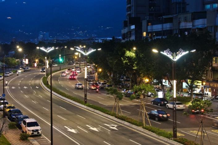 相片4-大業路櫻花路燈夜景