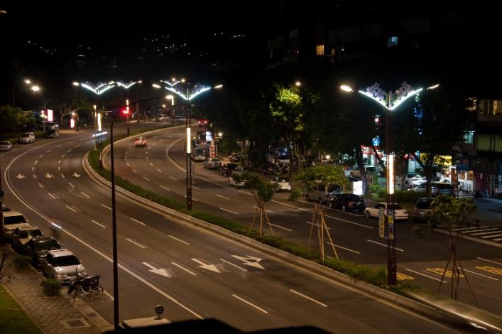 相片5-大業路櫻花路燈夜景