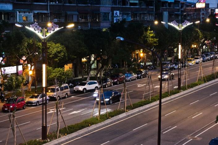 相片8-大業路櫻花路燈夜景