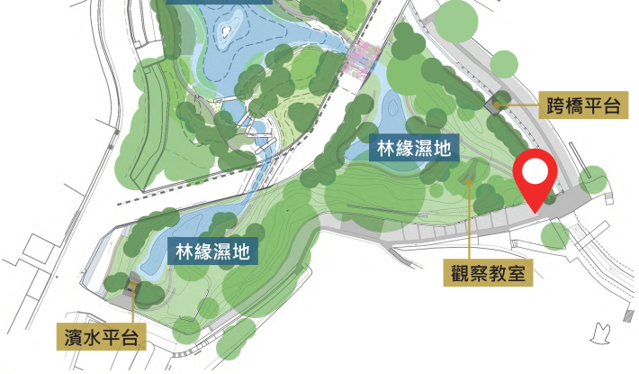臺北市永春陂濕地公園第一期平面配置圖。