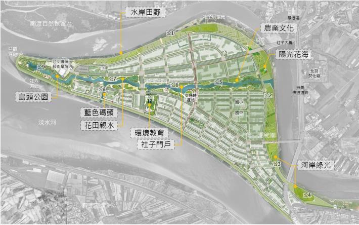 圖5 生態社子島全區綠地公園基盤配置圖