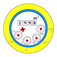 direct reading type of water meter . this month indicator