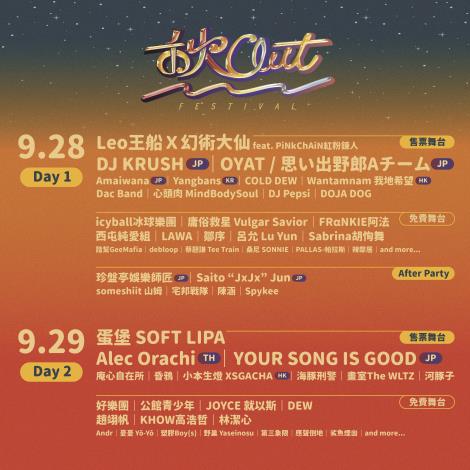 The 2024 ChillOut Music Festival is set to take place on September 28 and 29, expanding across the Gongguan Shopping District, Taipei Water Park, Gongguan Riverside Plaza and Guting Riverside Park. The full lineup of performers has now been revealed!