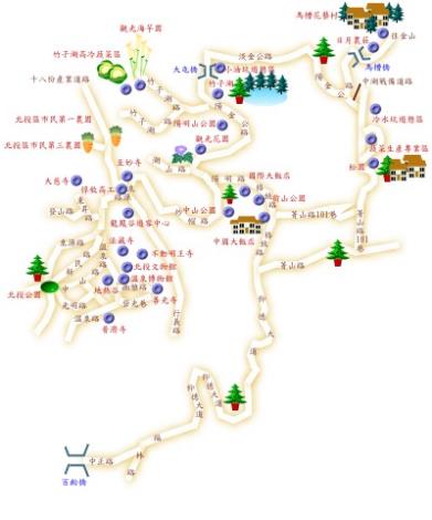 新北投、竹子湖旅遊路線圖
