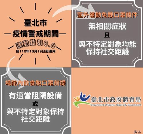北市運動指引6.0-有條件鬆綁運動戴口罩規定