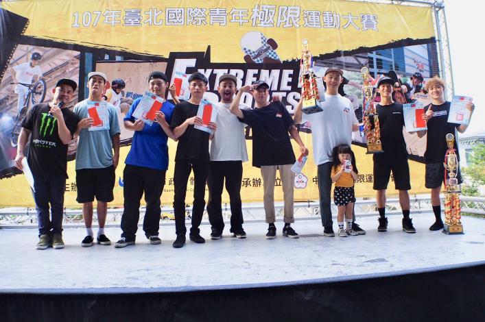 107年臺北國際青年極限運動大賽BMX選手組獲獎選手
