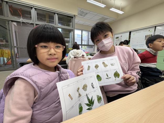 小學員把今天認識的香草,一一貼進自己的香草學習單裡