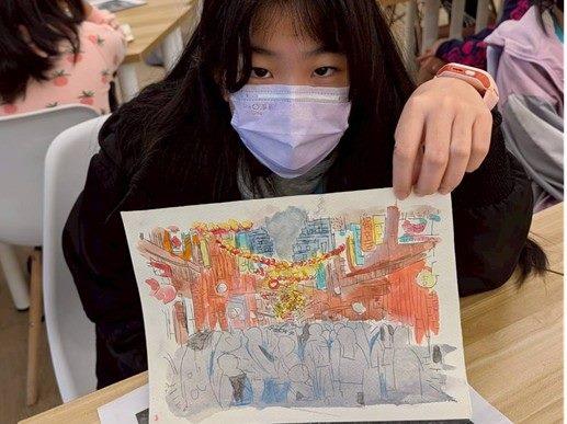 學員透過學習到的技法繪出屬於自己觀察到的台北建築之美