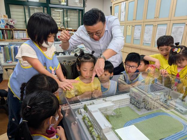 建築師帶領幼兒認識活動中心立體圖