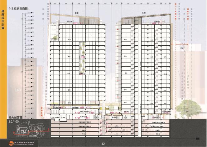 圖6 臺北市中山區錦州社會住宅新建工程縱橫剖面圖