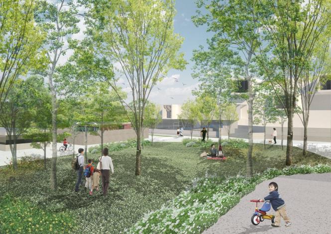 圖2王大閎建築劇場外庭園看北美館