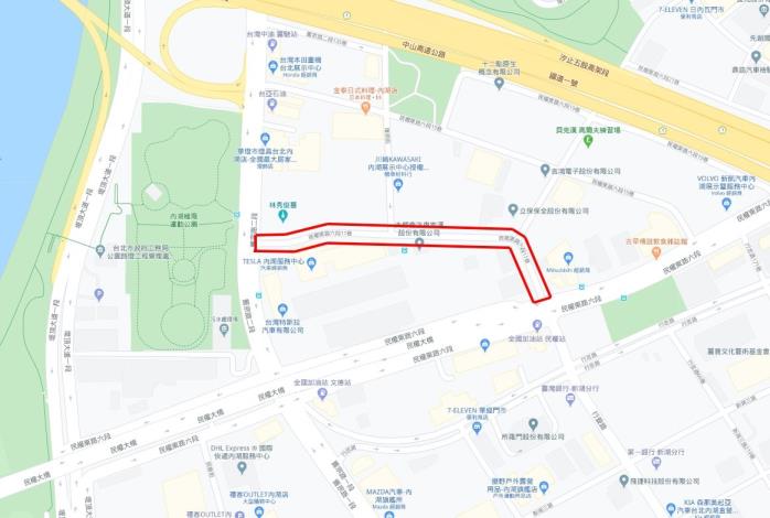 圖1 民權東路六段11巷路面銑鋪施作範圍平面圖